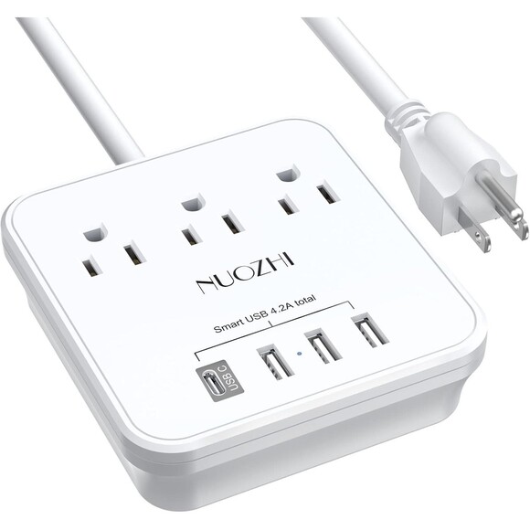 Cruise Essentials,6 Ft Power Strip with 3 Outlets and 4 USB 6 Ft, White - Picture 1 of 6